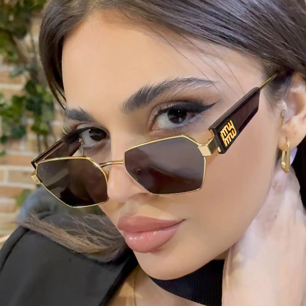 Fashion Irregular Punk Sunglasses Women Men Metal Full Frame Sun Glasses Personalized Hollow Eyewear Trendy UV400 Shades Glasses