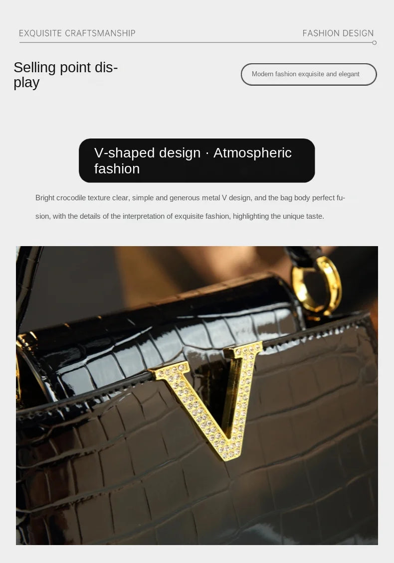 2025 New Crocodile Pattern Leather Women Handbags Luxury Fashion Small Shoulder Messenger Bag Portable Crossbody Shell Bags
