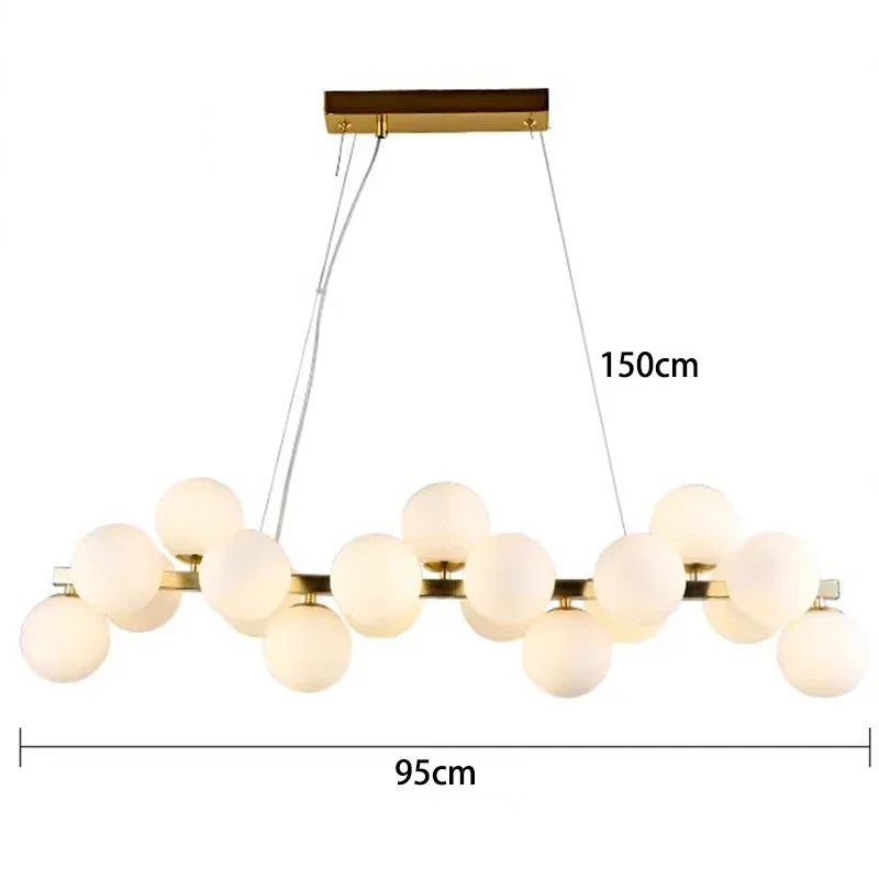 2025 Modern Glass Bubble Pendant Lamp Round Chandelier Light Fixture for Living Room Dining Room Bedroom Kitchen