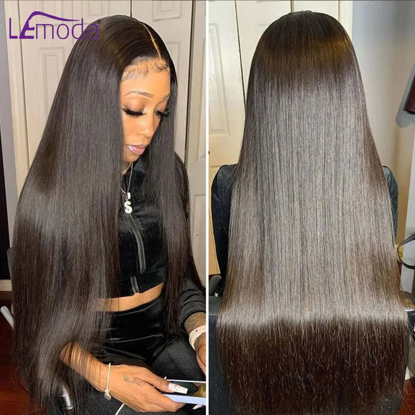 13x6 HD Lace Frontal Wig 13x4 Lace Front Human Hair Wigs Lemoda Remy Wig For Women 34 32 Inch Straight Transparent Lace Wig