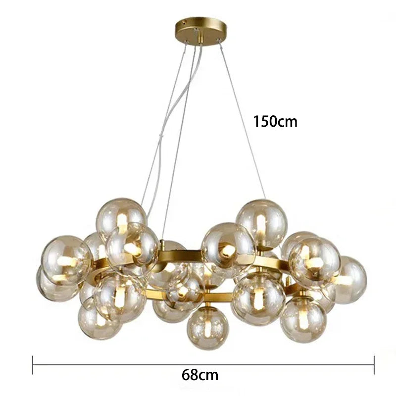 2025 Modern Glass Bubble Pendant Lamp Round Chandelier Light Fixture for Living Room Dining Room Bedroom Kitchen