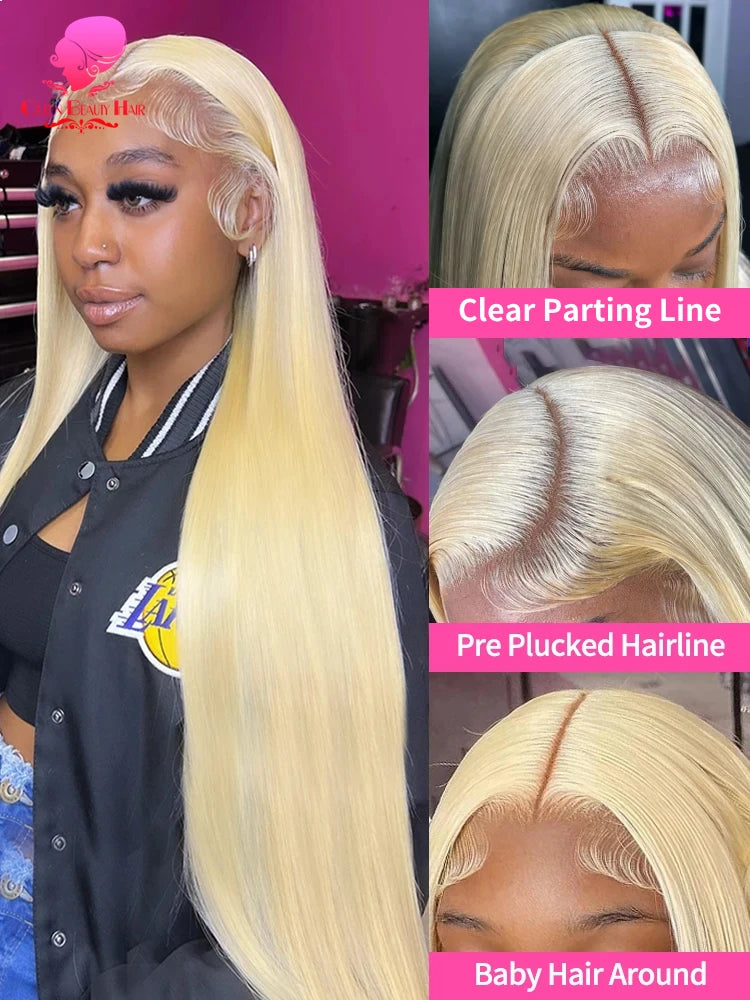 38 Inches 250 Density 360 Lace Frontal Wigs Straight Lace Frontal Wig 13x4 13x6 Blonde 613 Lace Front Human Hair Wigs For Women