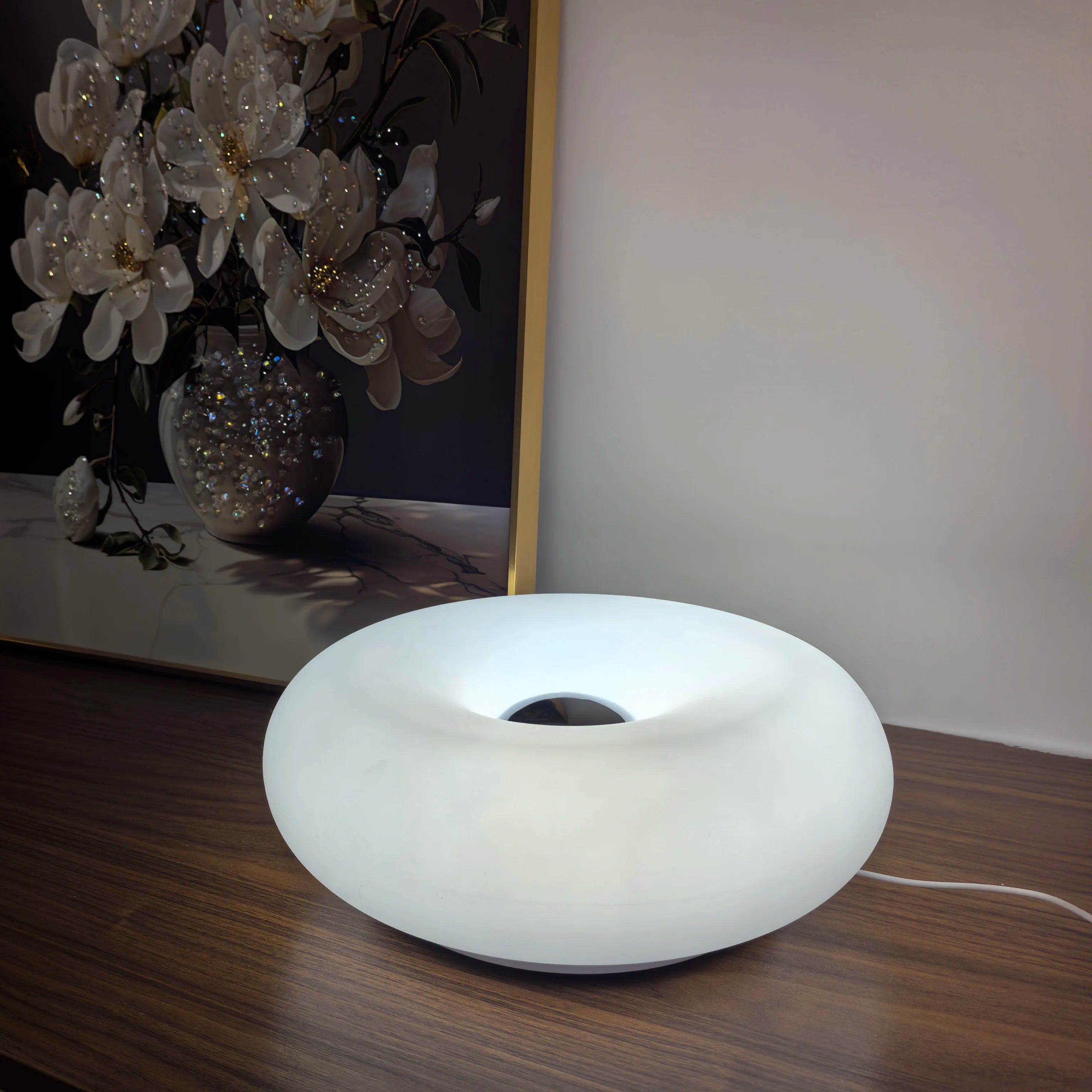 Bauhaus table lamp USB plug bedroom bedside lamp living room dining room decoration donut ambient light(Not glass)
