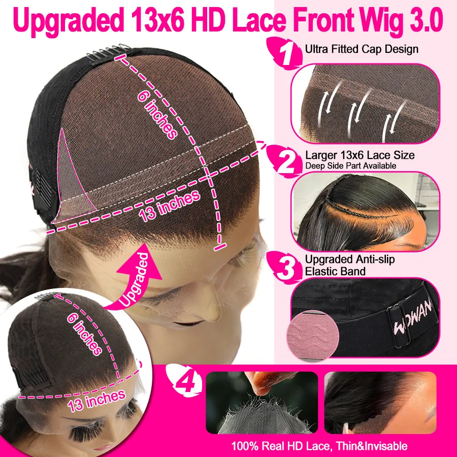 1B27 Highlight Colored Wig 13x6 HD Lace Frontal Human Hair Wig 34inch Body Wave Melt Skin 13x4 Full Frontal Wig Brazilian Hair
