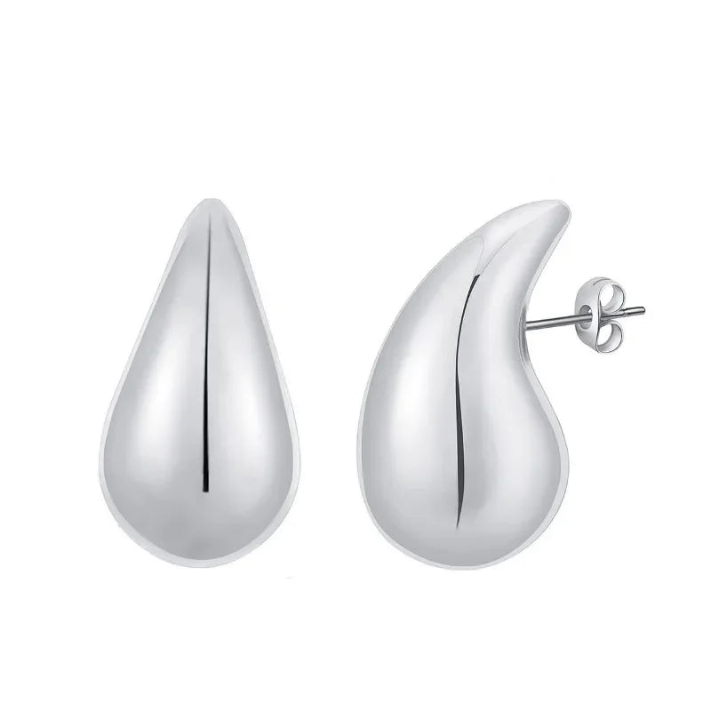 2024 New Trendy Plate Gold Color Chunky Waterdrop Dupes Drop Earrings for Women Personality Glossy Teardrop Earring Jewelry Gift