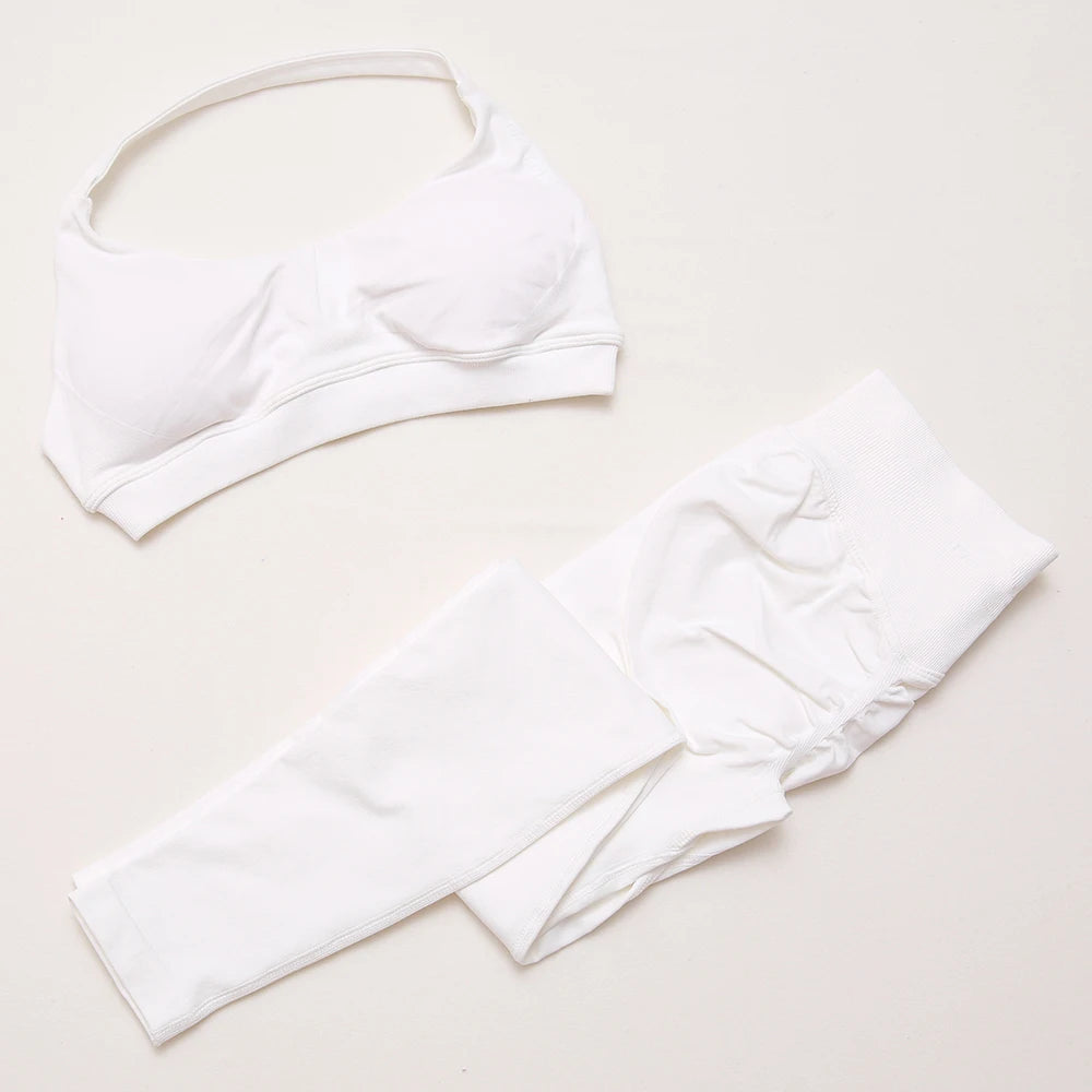 DF yoga Impact yoga outfit two pieces gym set Sports Bra matching leggings pants sets for woman workout clothes suit