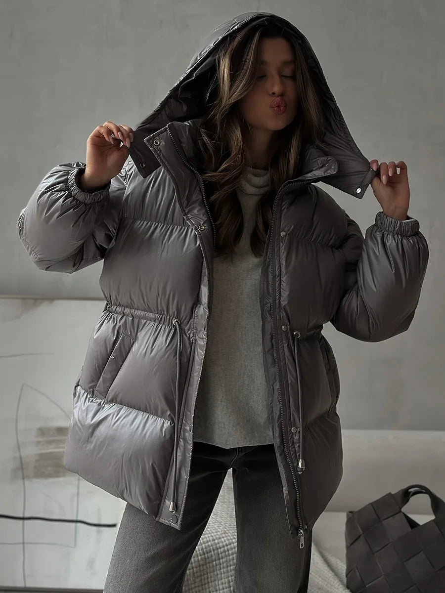2025 New Fashion Warm Padded Jacket Women Winter Parkas Long Sleeve Hooded Bread Cotton Clothes Female Thick Jacket Outerwear