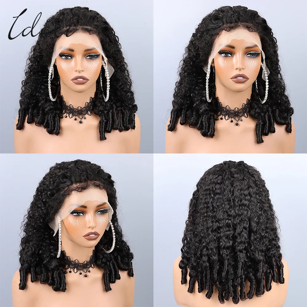Burmese Curly Glueless Wigs Human Hair Pre Plucked 200% Density Drawstring Wig Human Hair 13x6 HD Lace Front Wigs for Woman