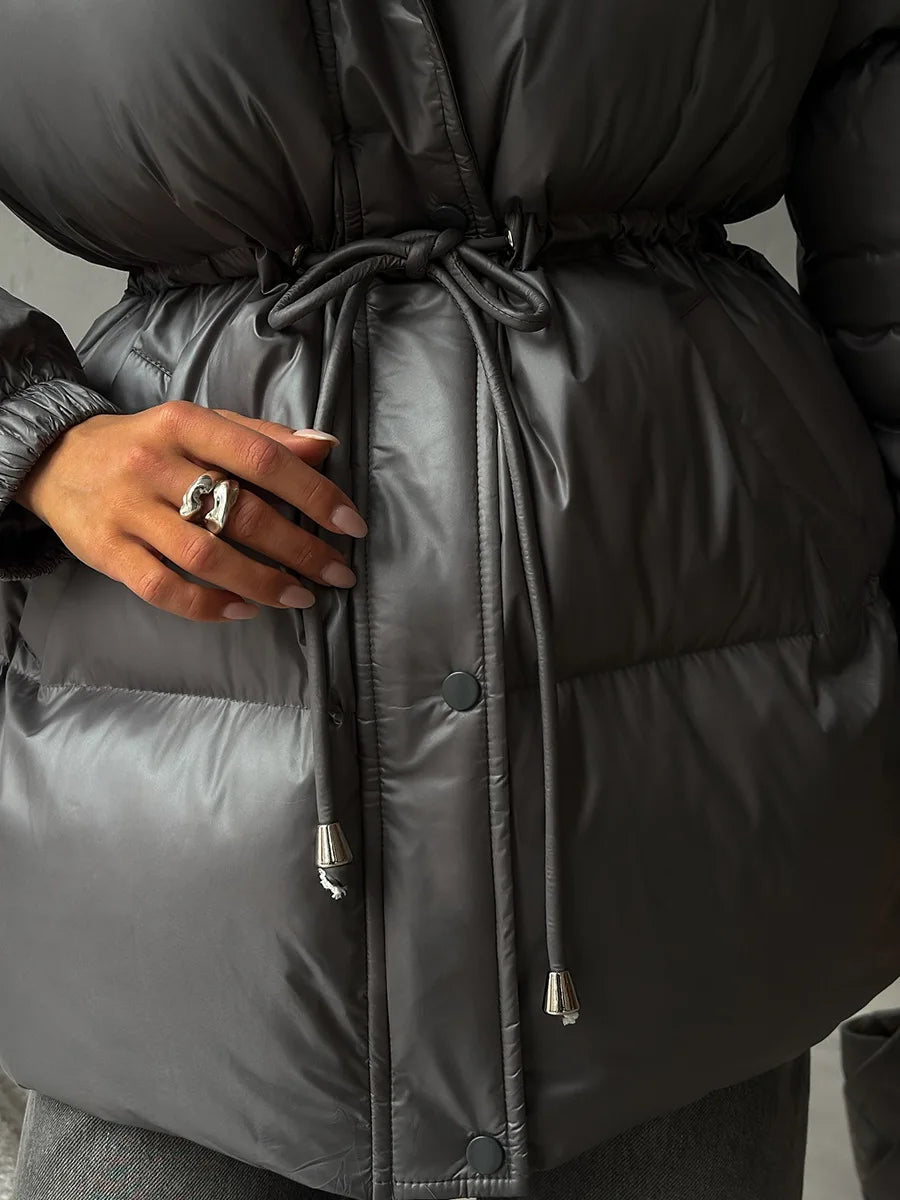 2025 New Fashion Warm Padded Jacket Women Winter Parkas Long Sleeve Hooded Bread Cotton Clothes Female Thick Jacket Outerwear