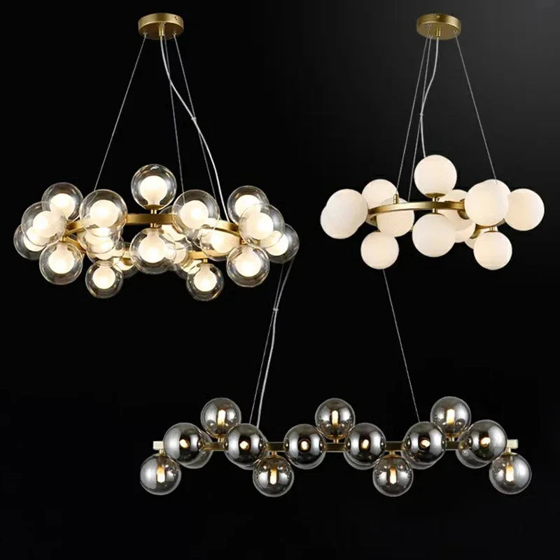 2025 Modern Glass Bubble Pendant Lamp Round Chandelier Light Fixture for Living Room Dining Room Bedroom Kitchen