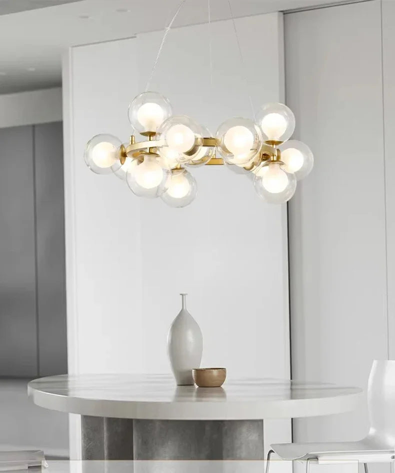 2025 Modern Glass Bubble Pendant Lamp Round Chandelier Light Fixture for Living Room Dining Room Bedroom Kitchen