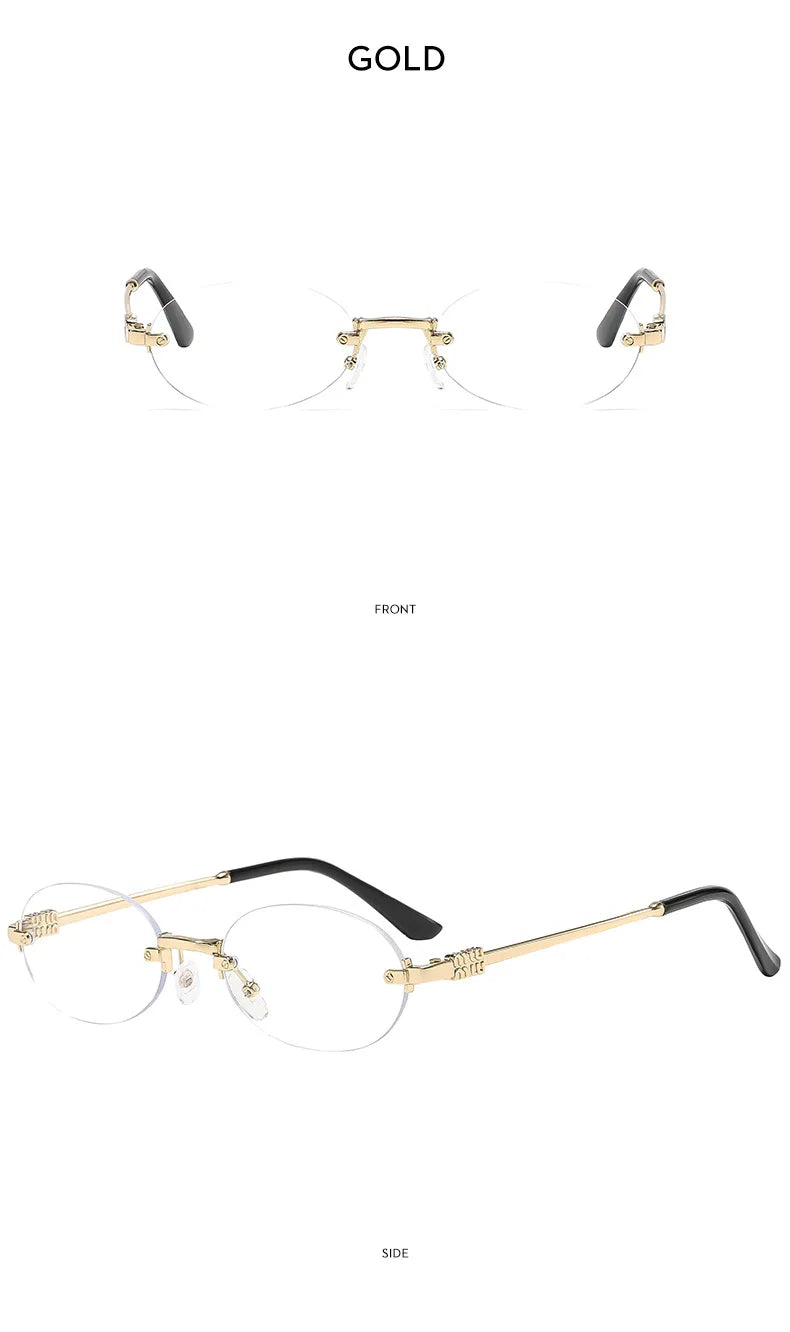 Frameless Oval Personality Sunglasses Luxury Brand Ins Style Summer Sun Protection Sunglasses High-End Fashion Sunglasses UV400