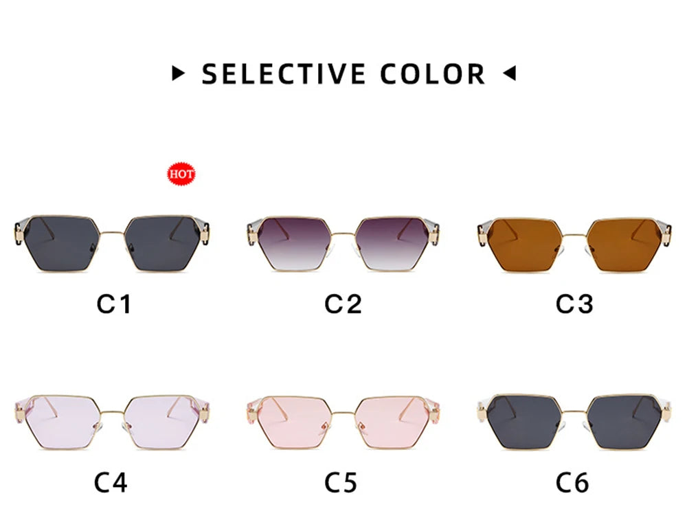 Fashion Irregular Punk Sunglasses Women Men Metal Full Frame Sun Glasses Personalized Hollow Eyewear Trendy UV400 Shades Glasses