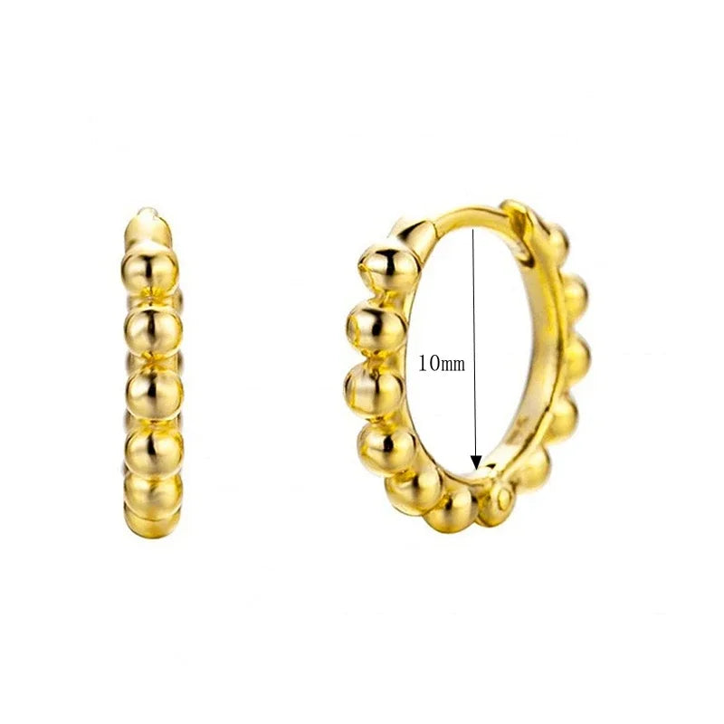 925 Sterling Silver 6mm 8mm 10mm Classic Round Gold Huggie Hoop Earrings for Women Men Tiny Huggie Rock Earrings Jewelry Gifts