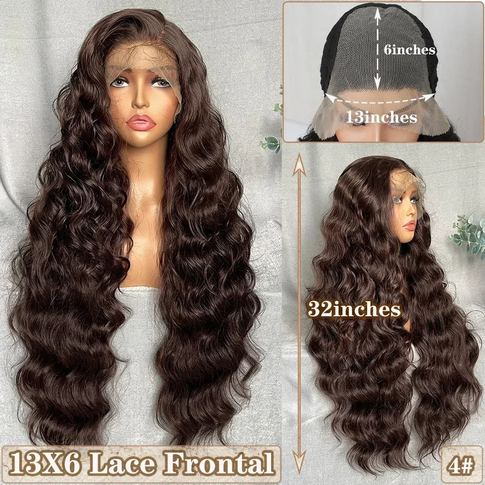 Light Brown Synthetic Lace Wigs X-TRESS Super Long Loose Wave 13x4 Lace Frontal Hair Wig with Baby Hair Daily Fashion New Style