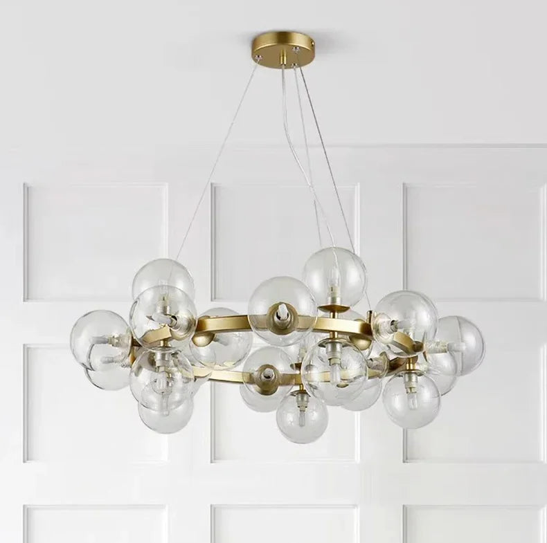 2025 Modern Glass Bubble Pendant Lamp Round Chandelier Light Fixture for Living Room Dining Room Bedroom Kitchen