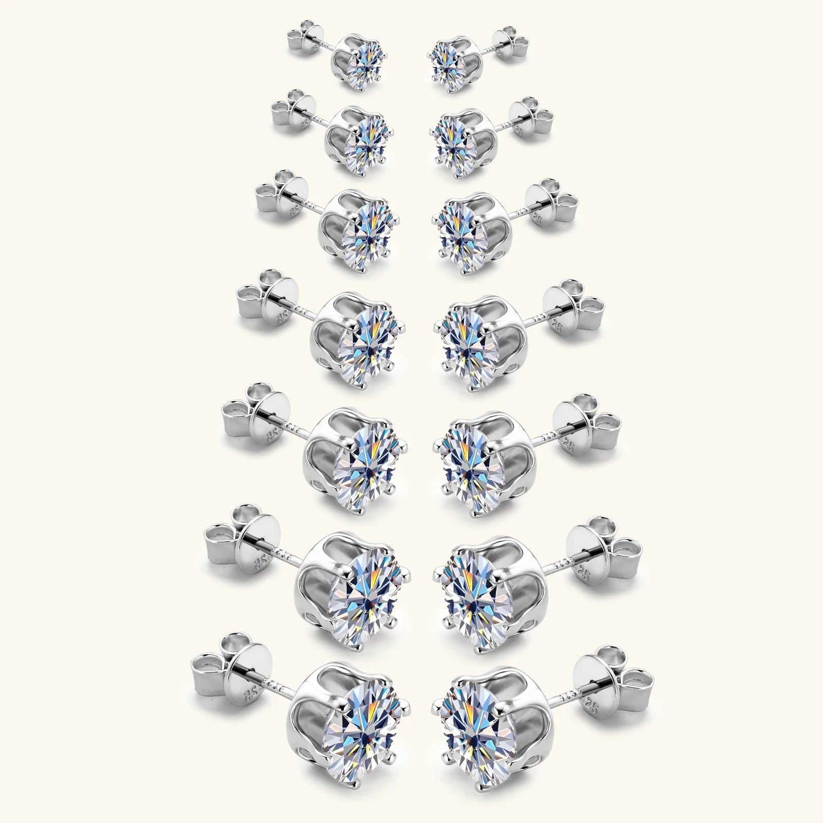 0.1-3ct Moissanite Diamond Stud Earrings for Women Men 925 Silver Original Certified Plated 18k Gold Earring Wedding  Jewelry
