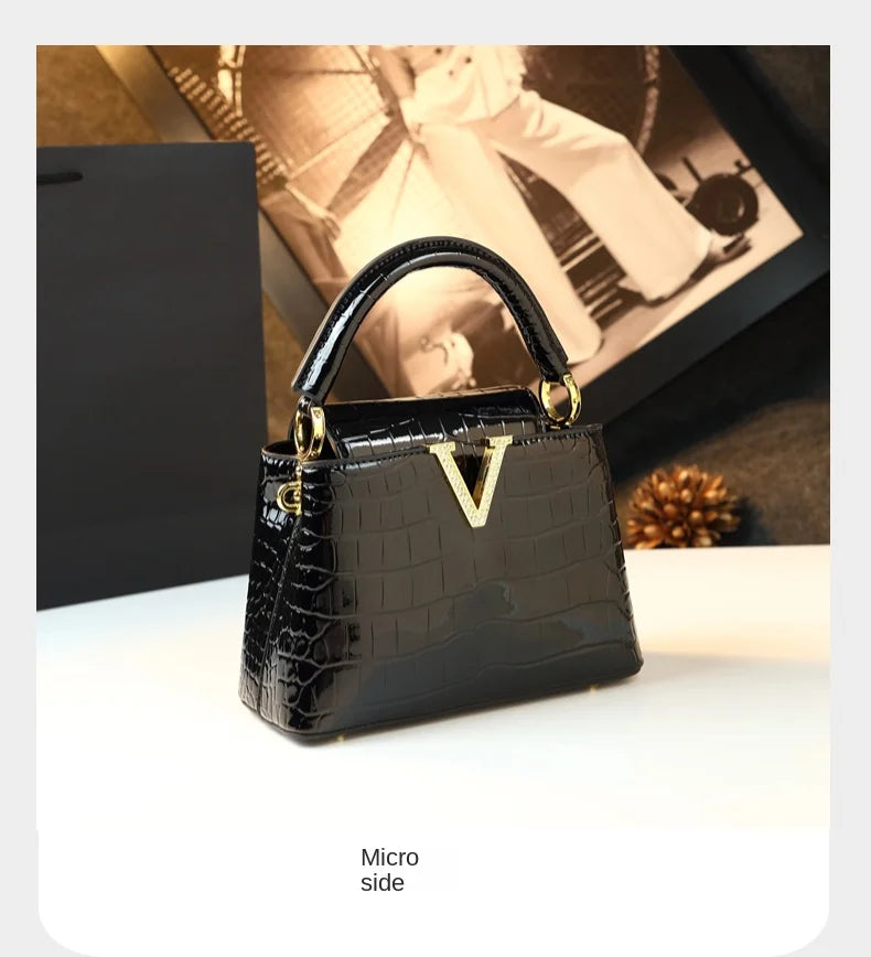 2025 New Crocodile Pattern Leather Women Handbags Luxury Fashion Small Shoulder Messenger Bag Portable Crossbody Shell Bags