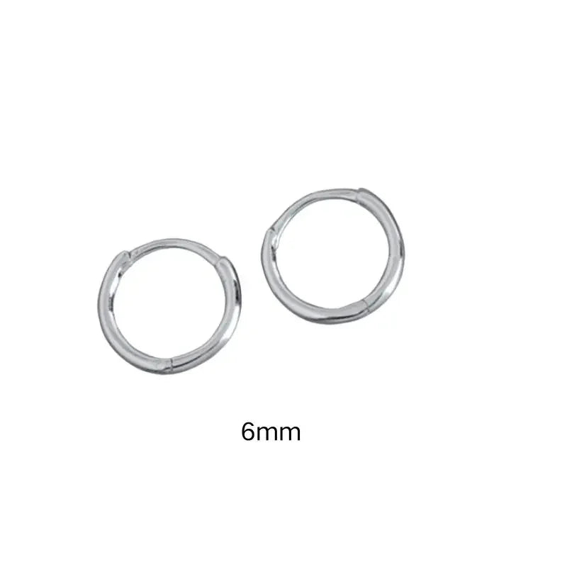 925 Sterling Silver 6mm 8mm 10mm Classic Round Gold Huggie Hoop Earrings for Women Men Tiny Huggie Rock Earrings Jewelry Gifts