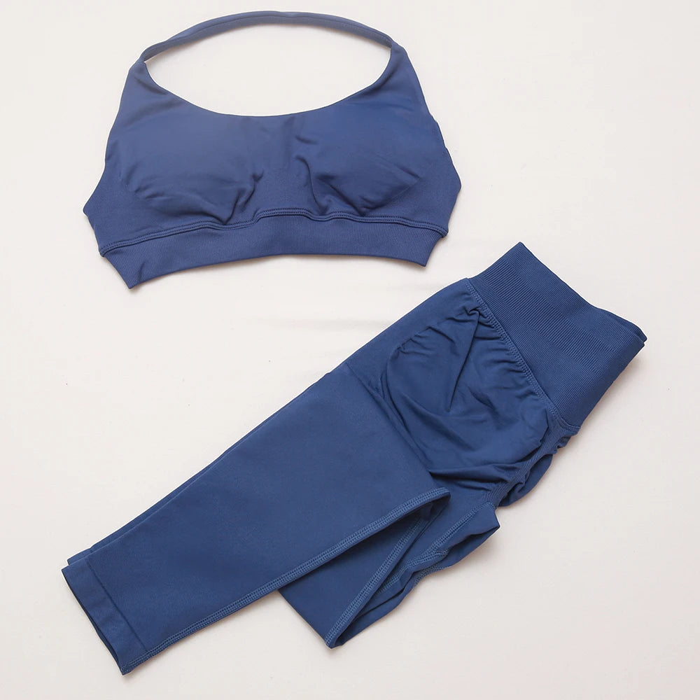 DF yoga Impact yoga outfit two pieces gym set Sports Bra matching leggings pants sets for woman workout clothes suit