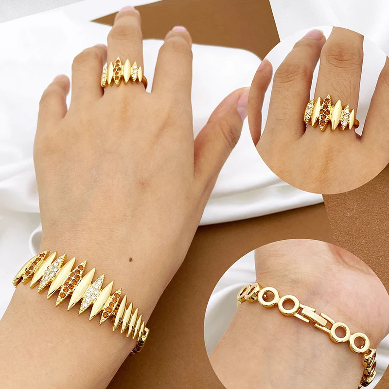 Fashion Jewelry Sets Gold Color Necklace And Earrings For Women 4 Pieces Jewelry Set