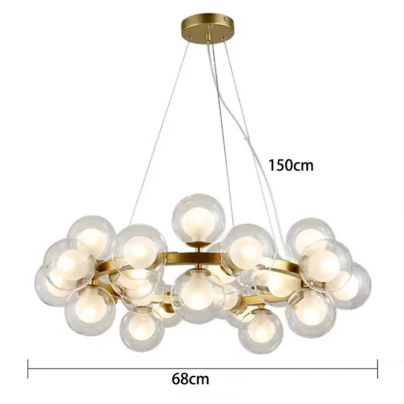 2025 Modern Glass Bubble Pendant Lamp Round Chandelier Light Fixture for Living Room Dining Room Bedroom Kitchen