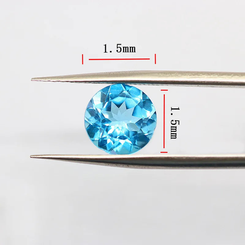 Factory Wholesale 100% Real Natural Circular Sky Blue Topaz Gemstone Loose Gems Diy Material for Jewelry