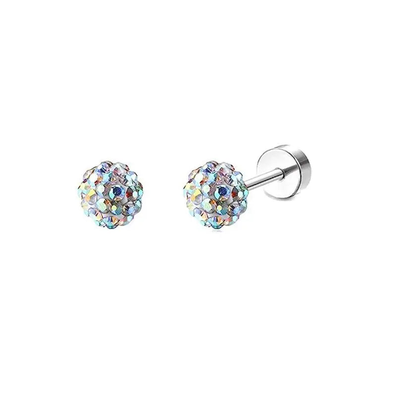 2PCS/Set Stainless Steel Heart Moon Earbone Stud Screw Ball Stud Earrings for Women Fashion Ear Tragus Cartilage Body Piercing