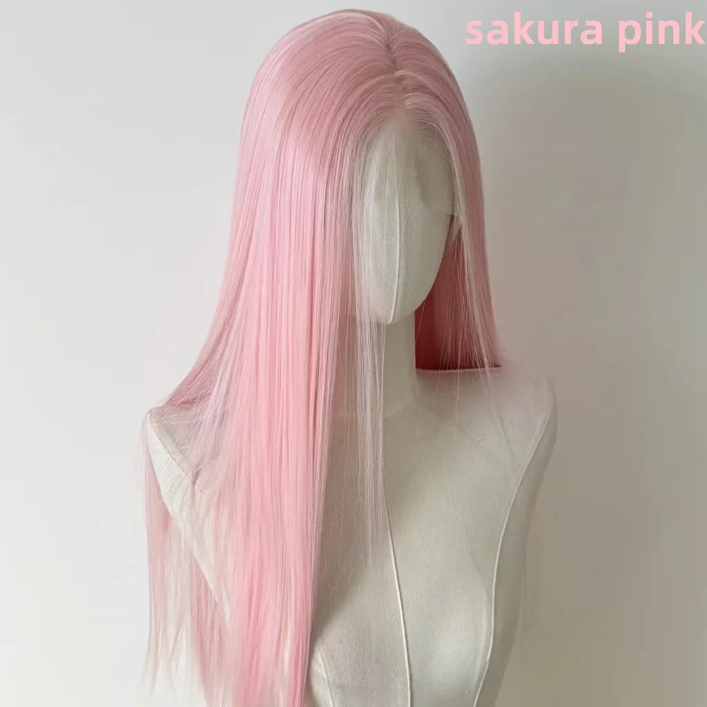Light Pink Wig for Women 13x4 Lace Front Wig 26inch Long Straight Synthetic Wigs Soft Natural Heat-resistant Fiber Cosplay Wig