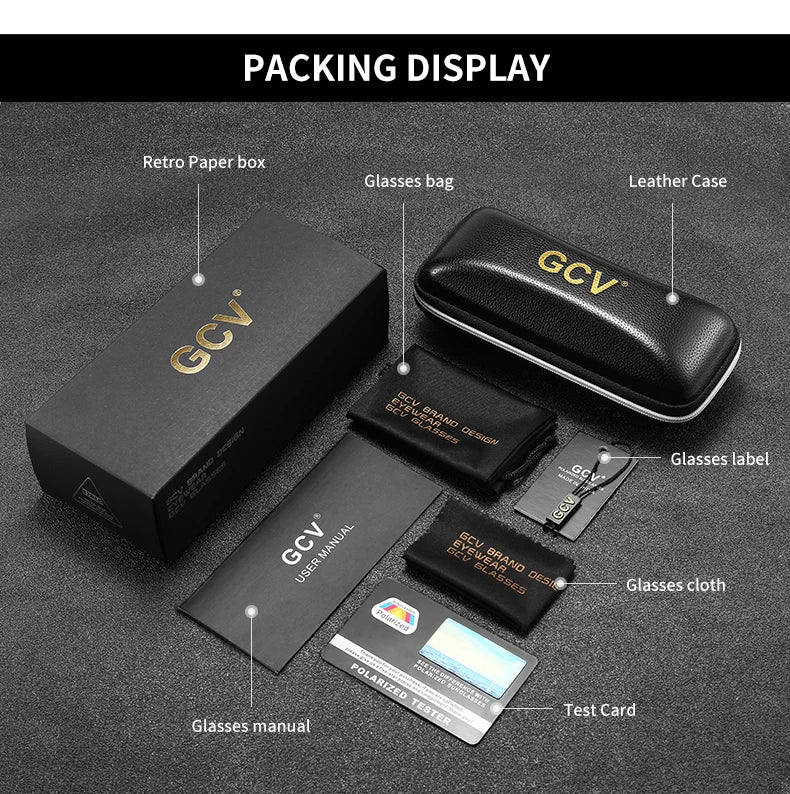 GCV Brand Acetate Appearance Patent Design Women's Butterfly Rectangular Triangle Polarized Sunglasses UV400 Fashion