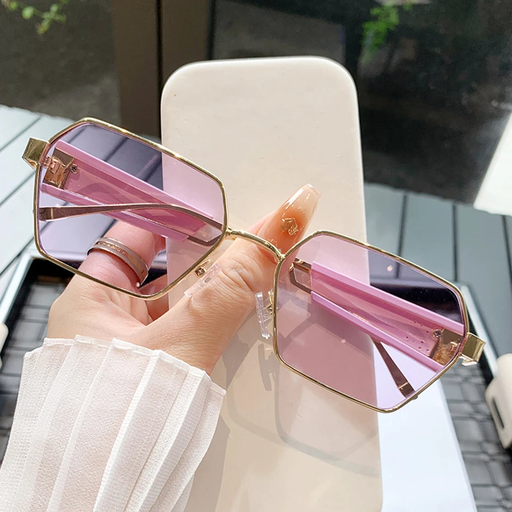 Fashion Irregular Punk Sunglasses Women Men Metal Full Frame Sun Glasses Personalized Hollow Eyewear Trendy UV400 Shades Glasses