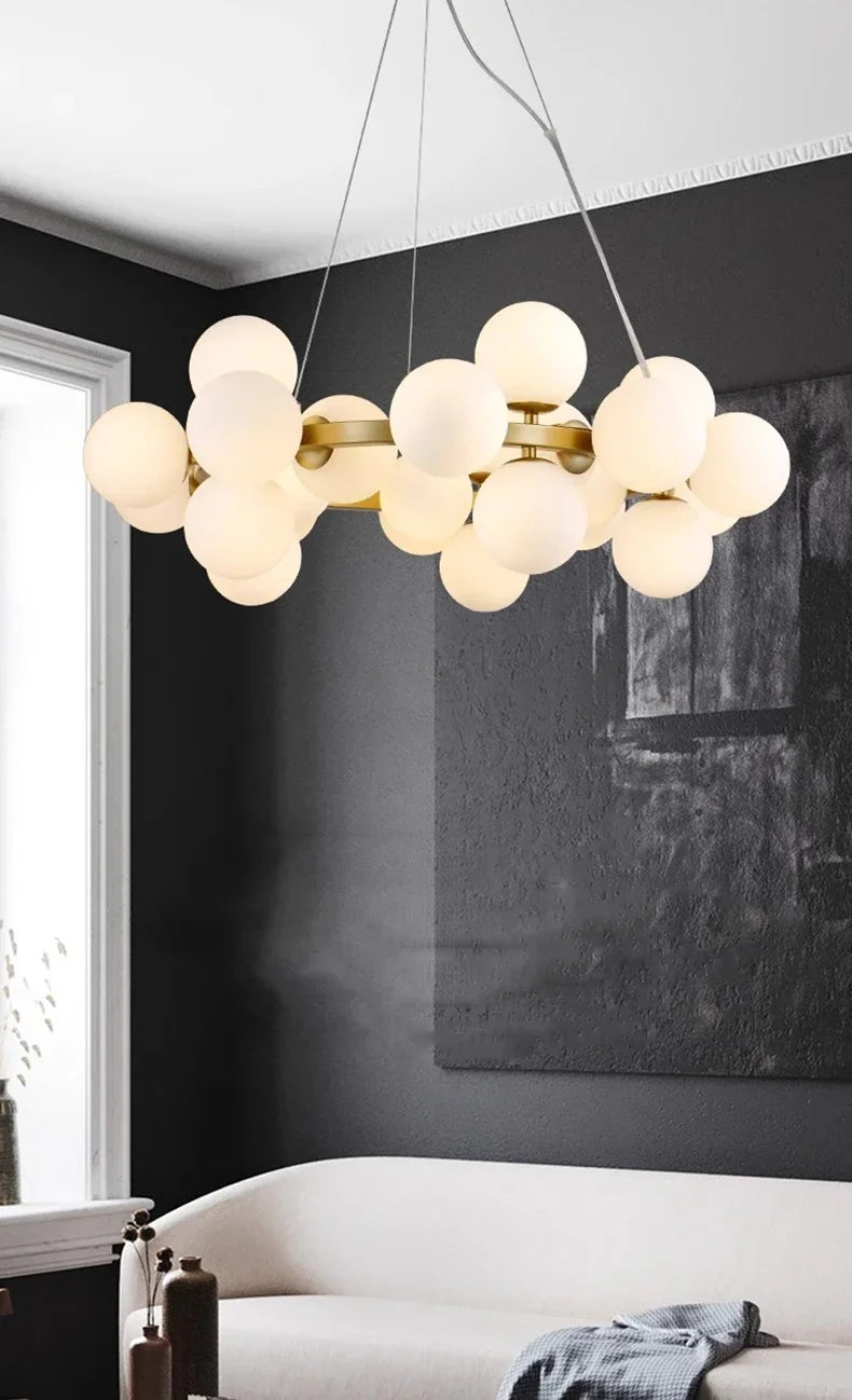 2025 Modern Glass Bubble Pendant Lamp Round Chandelier Light Fixture for Living Room Dining Room Bedroom Kitchen