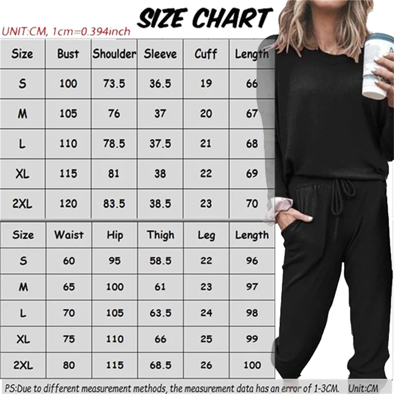 Hot Women's Long Sleeve Round Neck Top and Pants Set Simple Solid Colour Pajama Set Casual O Neck Two Piece Outfit