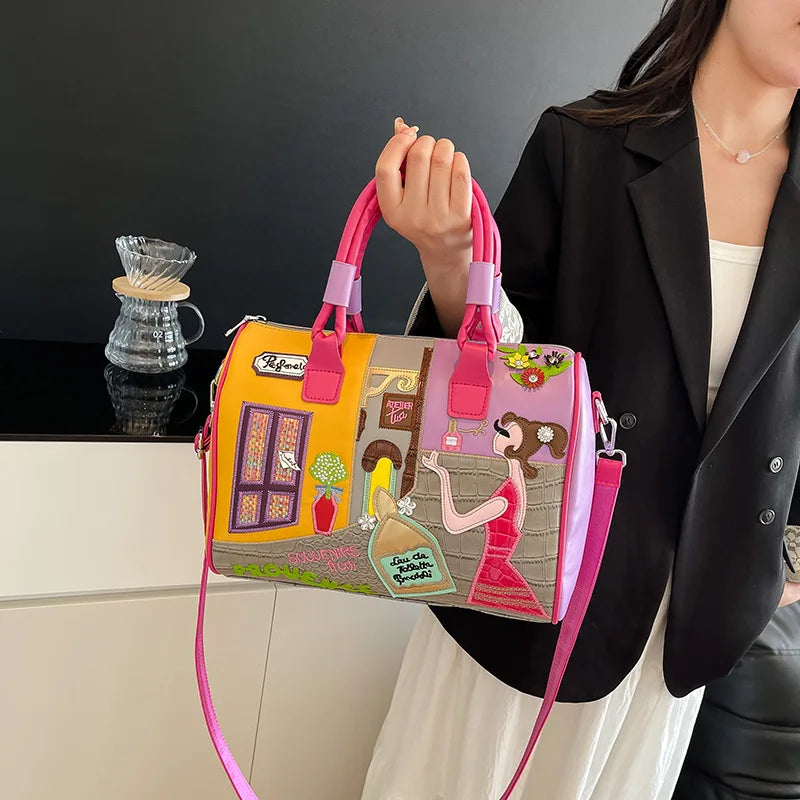 Fashion Women PU Leather Handbags Shoulder Bag Large Capacity Ladies Zipper Messenger Bags for Women Casual Boston Crossbody Bag