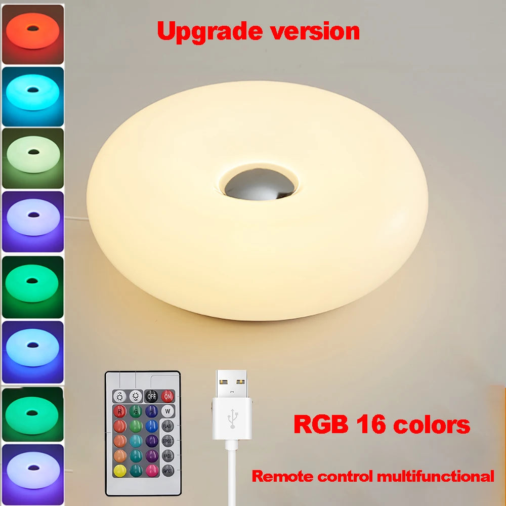 Bauhaus table lamp USB plug bedroom bedside lamp living room dining room decoration donut ambient light(Not glass)