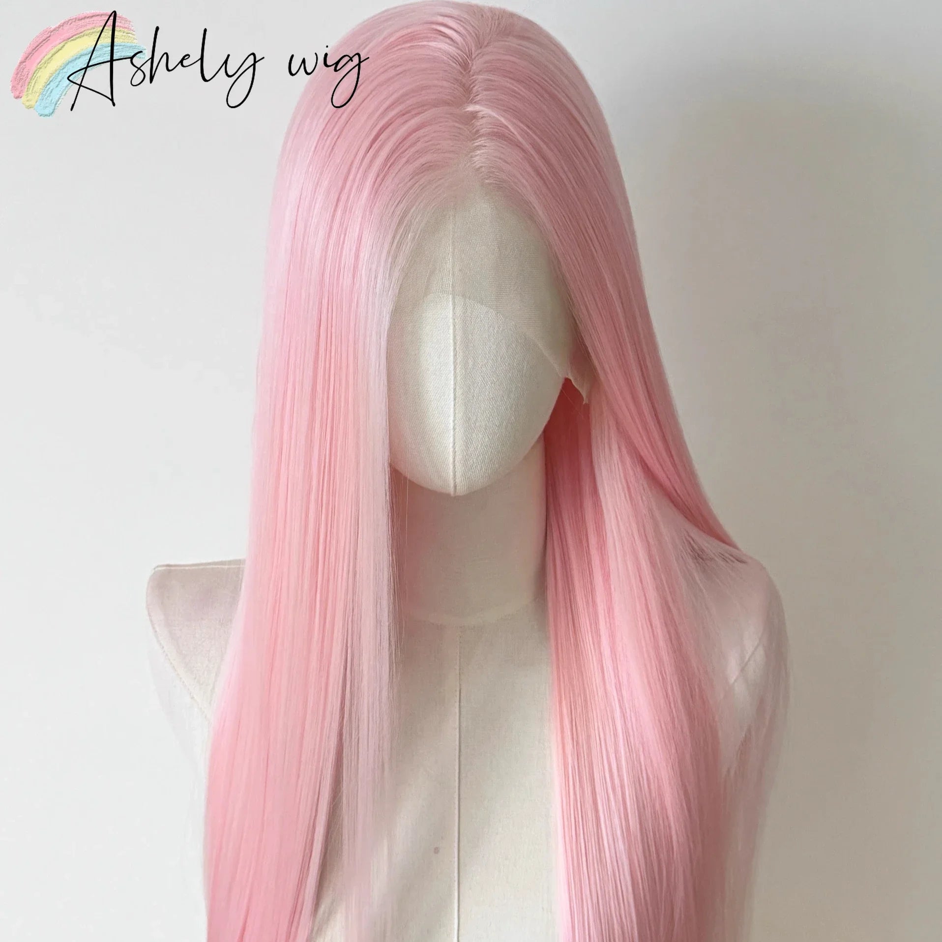 Light Pink Wig for Women 13x4 Lace Front Wig 26inch Long Straight Synthetic Wigs Soft Natural Heat-resistant Fiber Cosplay Wig