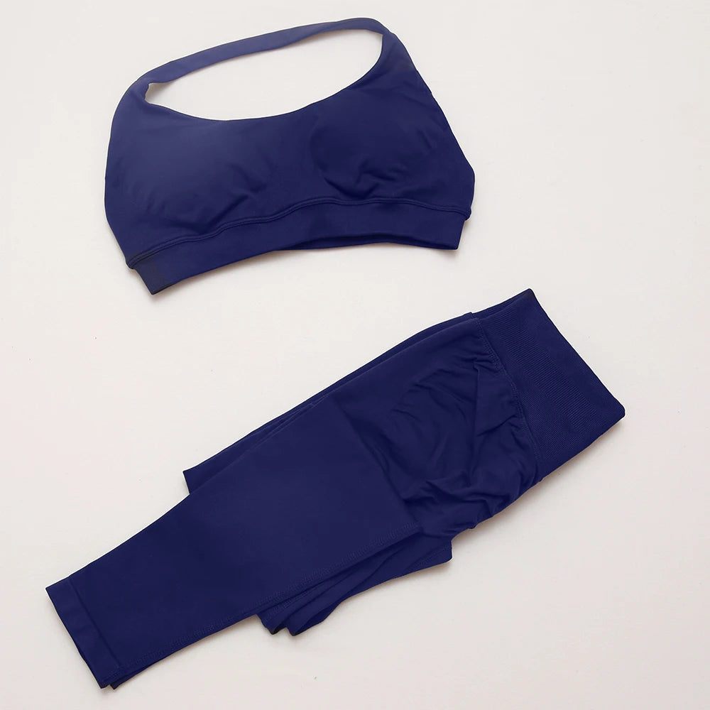 DF yoga Impact yoga outfit two pieces gym set Sports Bra matching leggings pants sets for woman workout clothes suit