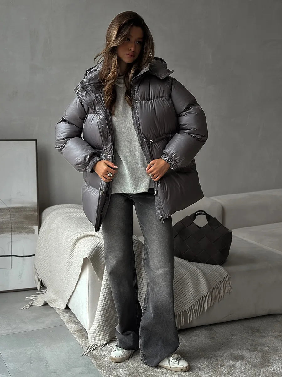 2025 New Fashion Warm Padded Jacket Women Winter Parkas Long Sleeve Hooded Bread Cotton Clothes Female Thick Jacket Outerwear