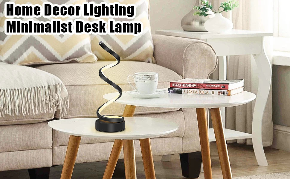 EISSLOLY Bedroom Bedside Table Lamp, Dimmable, Small Spiral Decorative Lamp for Home Office, Modern Nightstand Lamp.