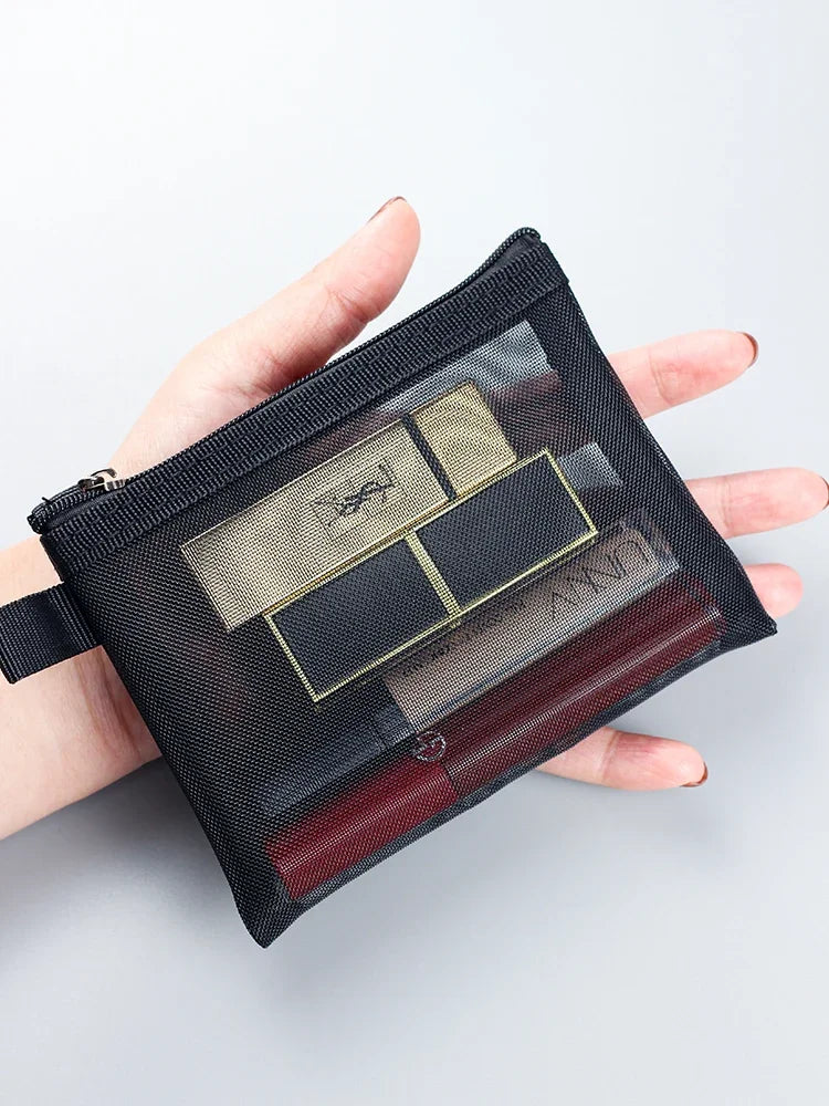 1/3pcs Mesh Clear Cosmetic Bags Small Large Black Makeup Bag Portable Travel Toiletry Organizer Case Lipstick Storage Pouch