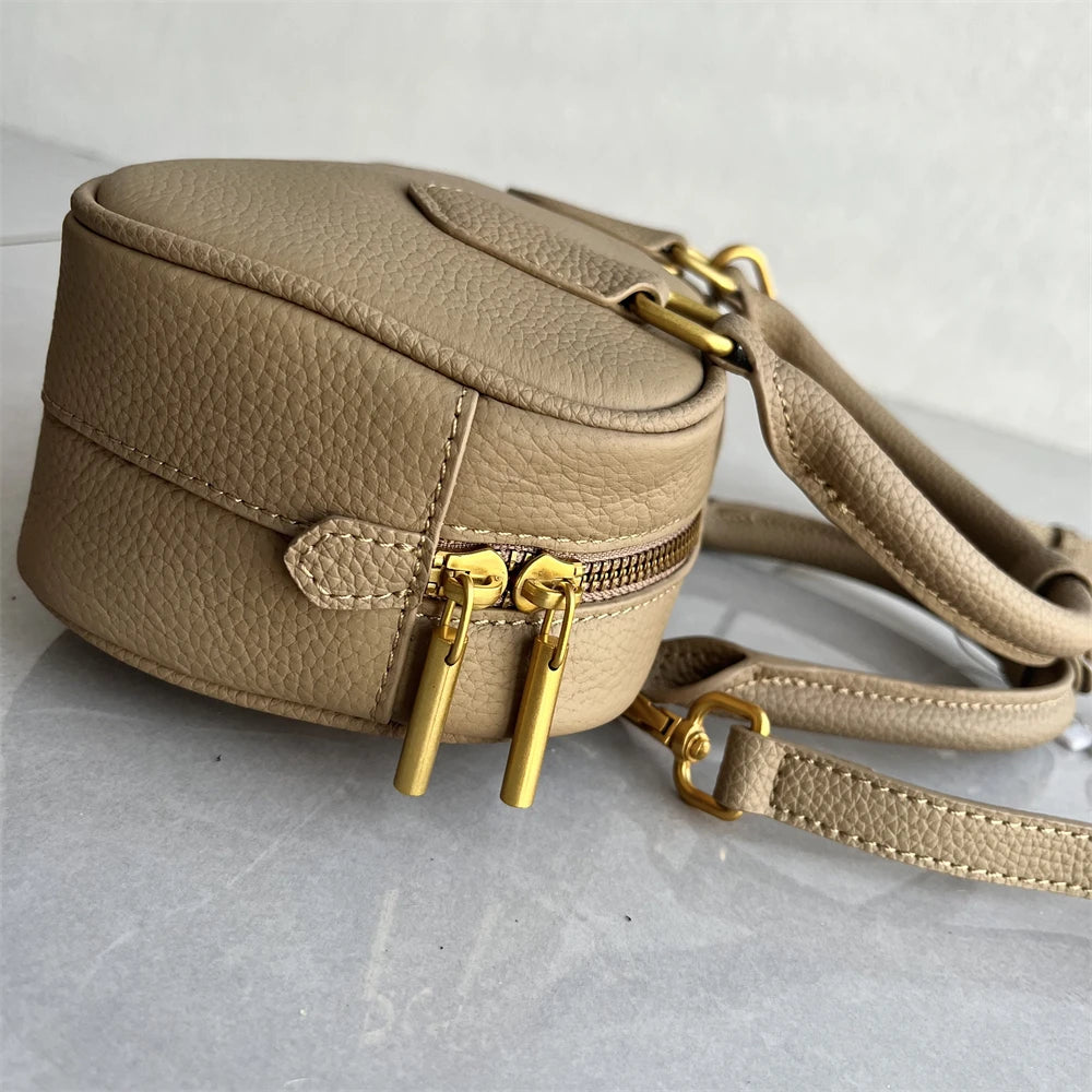 High-Quali Top-Layer Cowhide Leather Boston Sle Women's Handbag Faionable oulder Crossbody Bag with Quali Texture