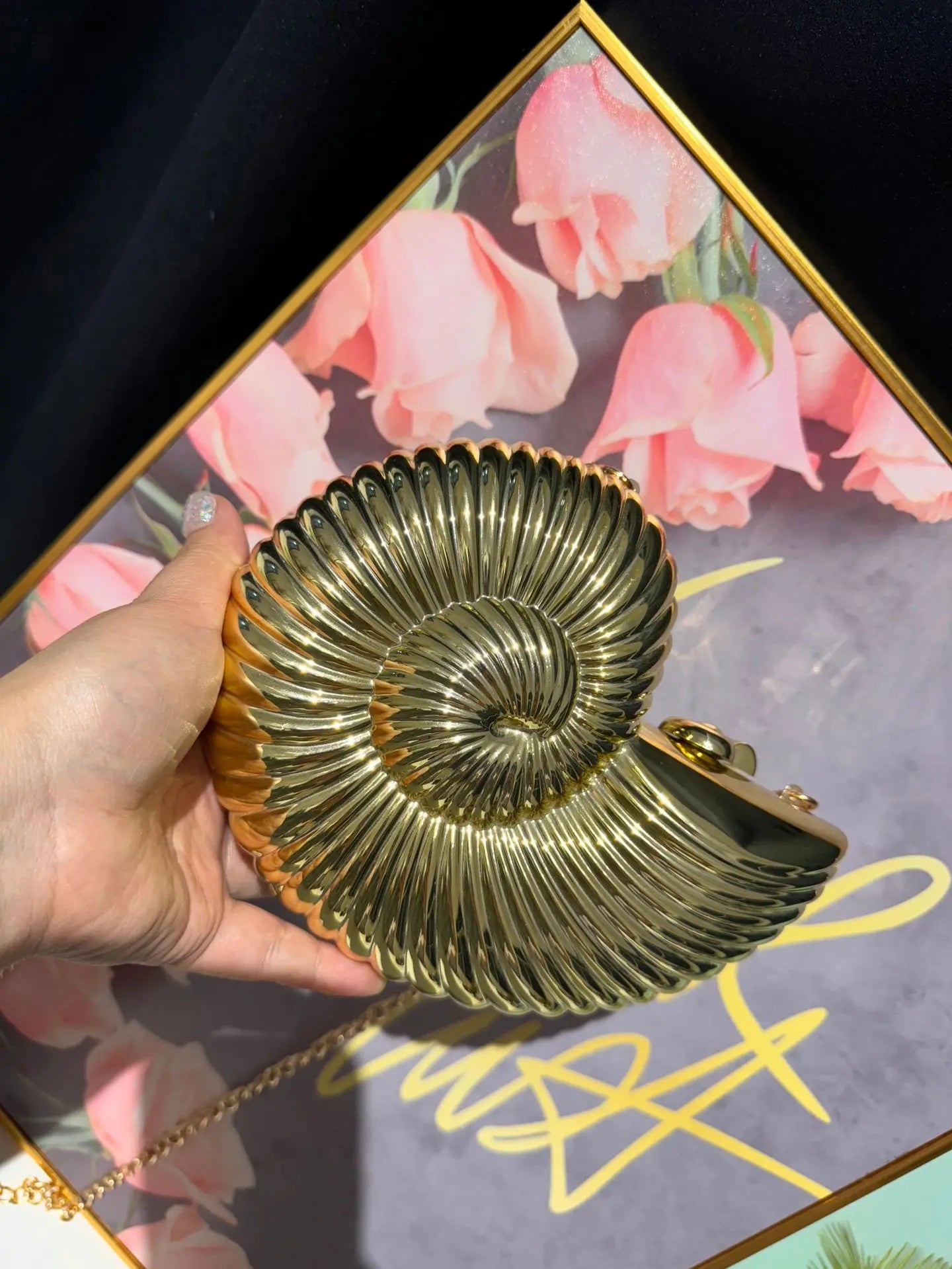 JIOMAY Personalized Fashion Conch Acrylic Bag Luxury Designer Handbags High Quality 2024 Exquisite Gold Purse Portable Shell Bag