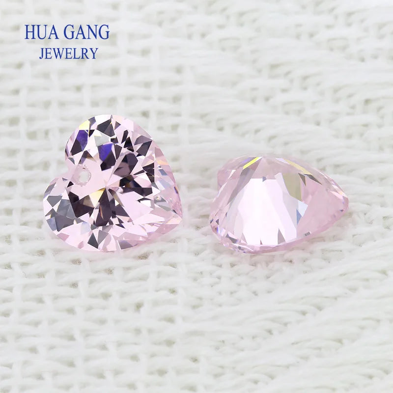 5A Single Hole Heart Shape Cubic Zirconia Stone sapphire Tanzanite aquamarine Green Loose CZ Stones Synthetic Gems Beads