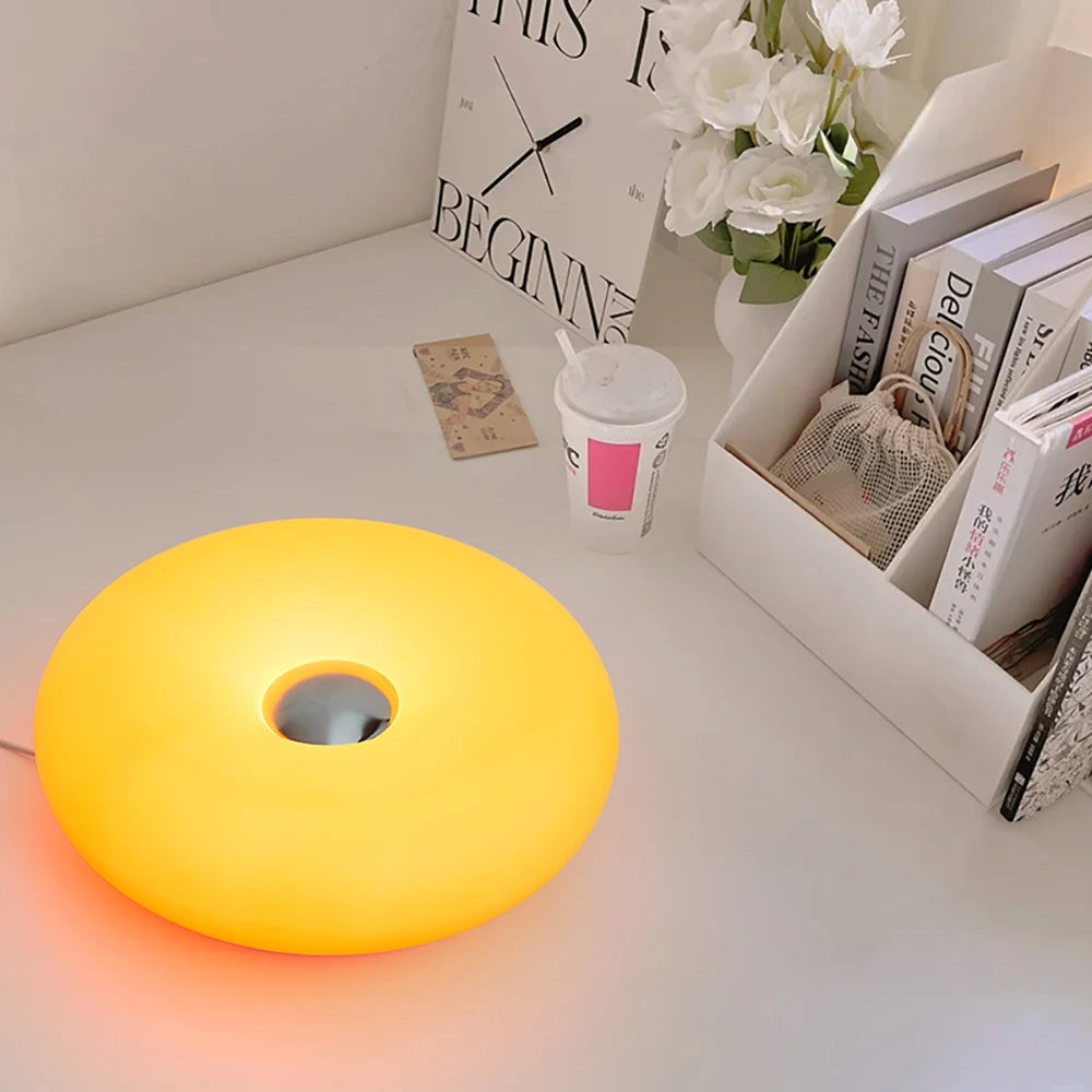 Bauhaus table lamp USB plug bedroom bedside lamp living room dining room decoration donut ambient light(Not glass)