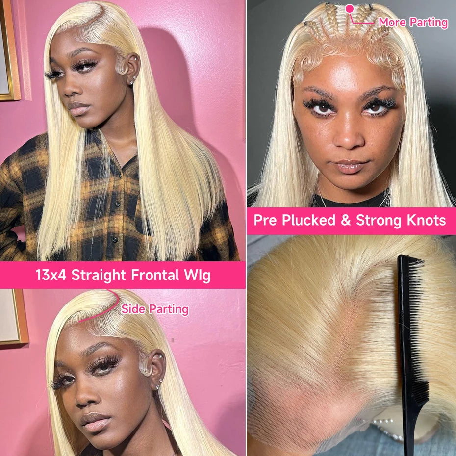 38 Inches 250 Density 360 Lace Frontal Wigs Straight Lace Frontal Wig 13x4 13x6 Blonde 613 Lace Front Human Hair Wigs For Women