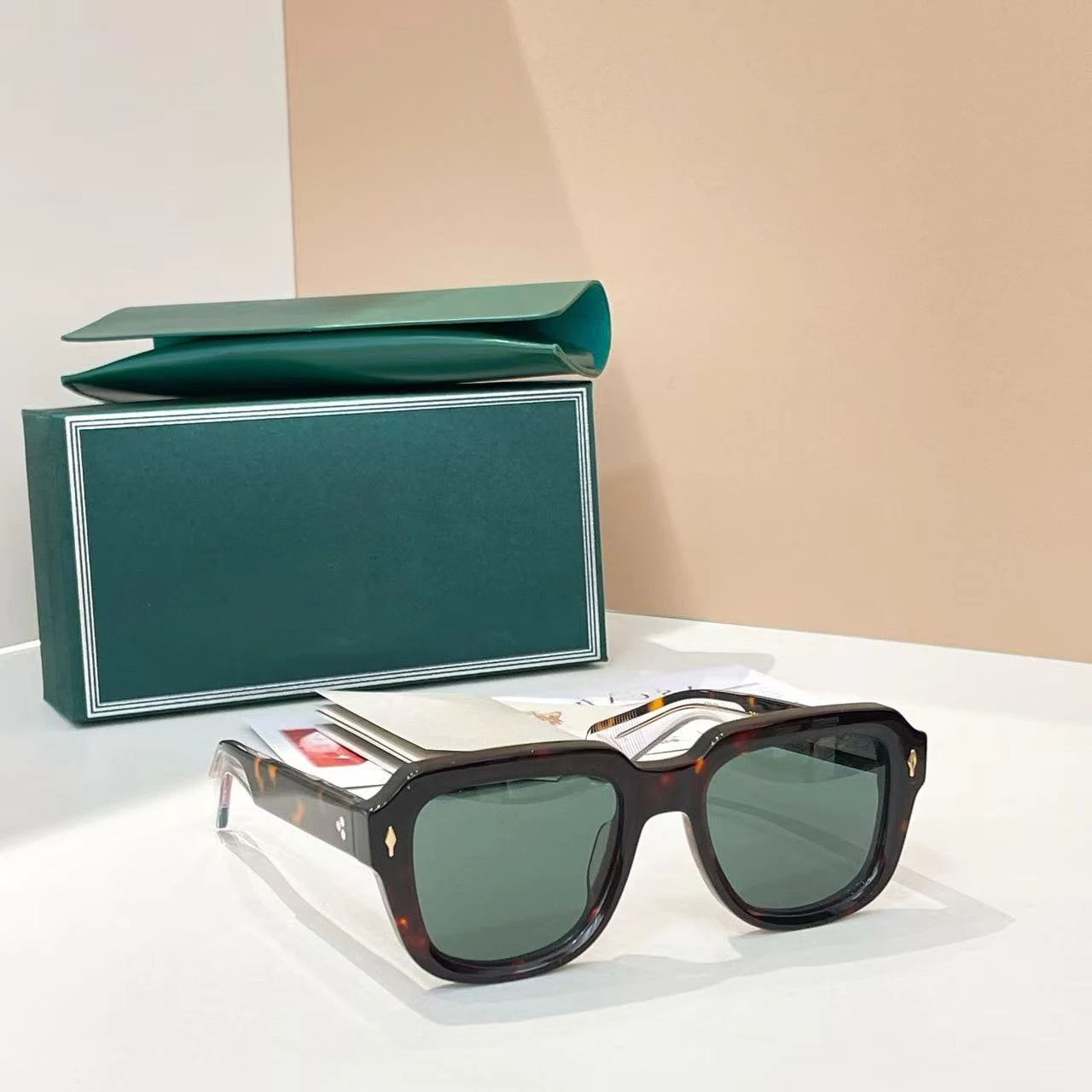 JMM HOPPER Handmade Square Acetate Japanese Designer Sunglasses UV400 – Men's Women's Vintage Photochromic Glasses with Case