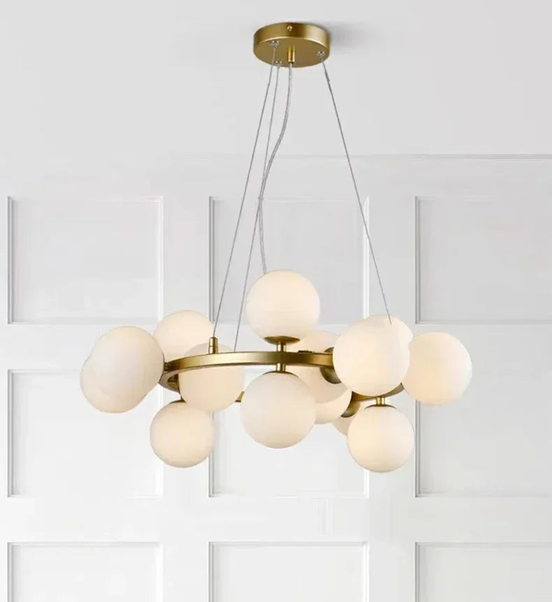 2025 Modern Glass Bubble Pendant Lamp Round Chandelier Light Fixture for Living Room Dining Room Bedroom Kitchen