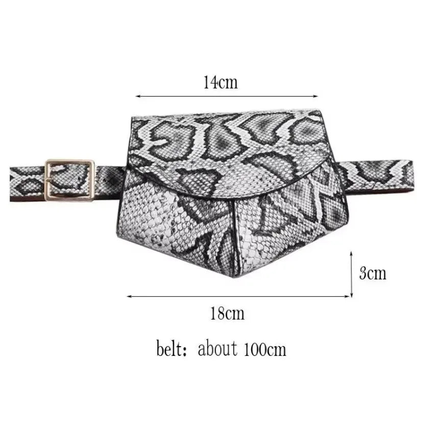 Fashionable Small Waist Bag Versatile Women Delicate Snake Skin Decorative Saddle Fashionable Sweater Belt Trendy
