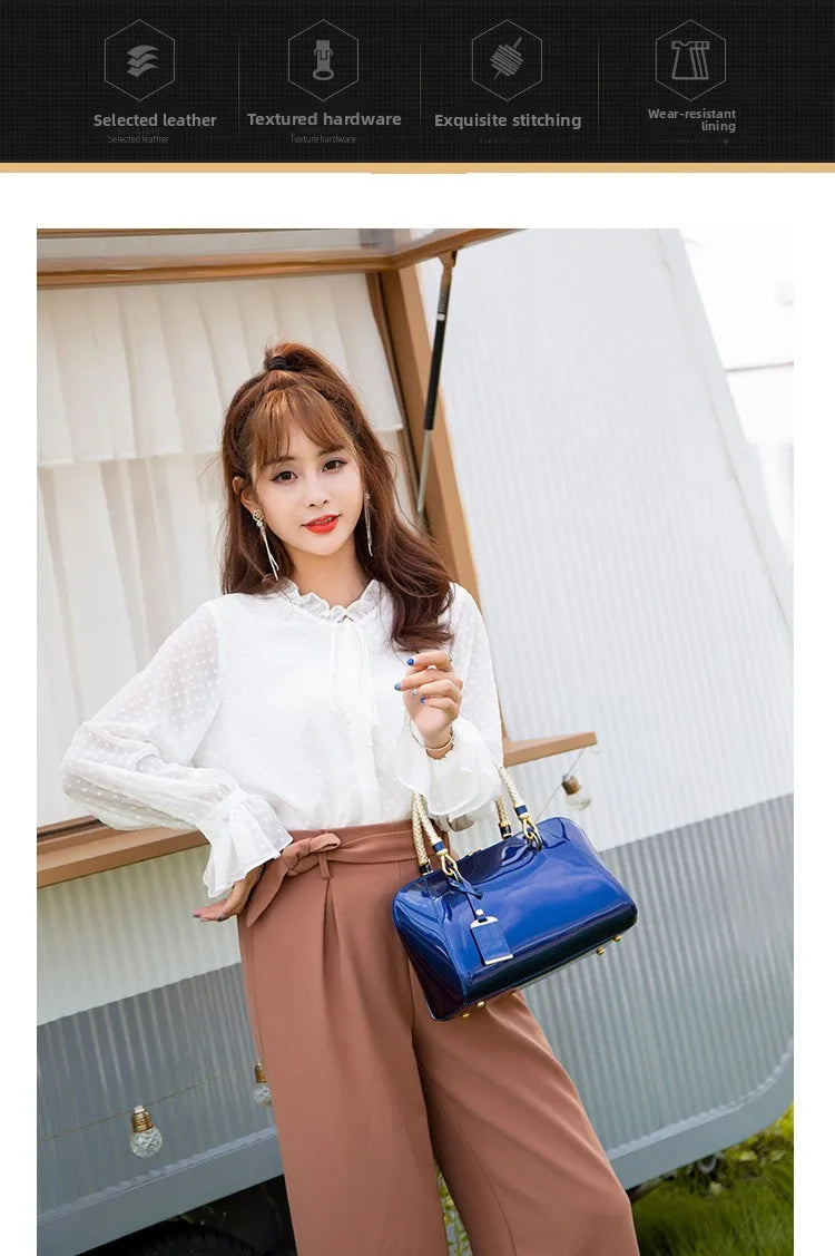 iny New 2025 Women's Boston Bag Faionable oulder Crossbody Leather Handbag Street Cool Sle Zipper Closure ex