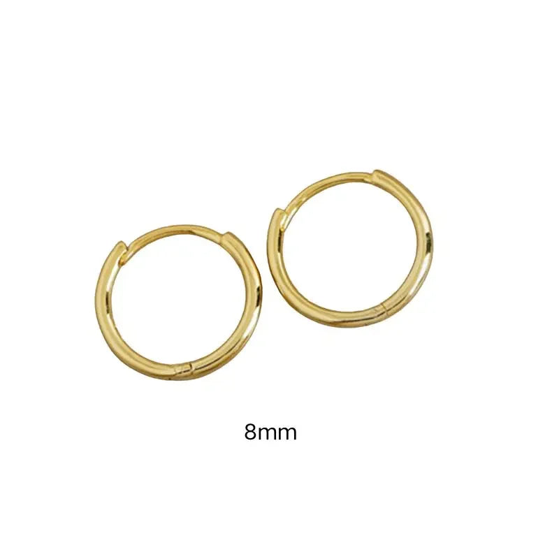 925 Sterling Silver 6mm 8mm 10mm Classic Round Gold Huggie Hoop Earrings for Women Men Tiny Huggie Rock Earrings Jewelry Gifts